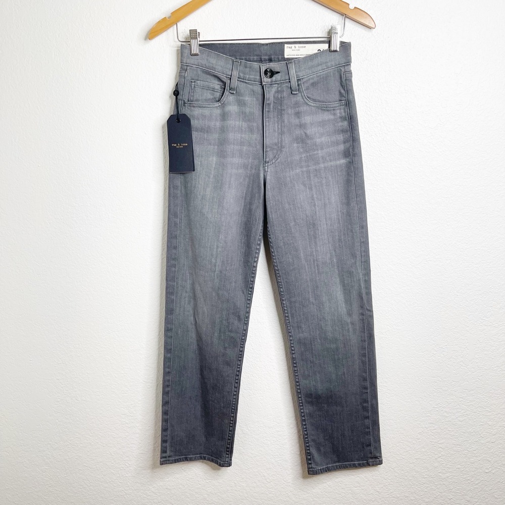 Rag & Bone Hattie Mid-Rise Ankle Length Grey Straight Leg Jeans Size 24 NWT
